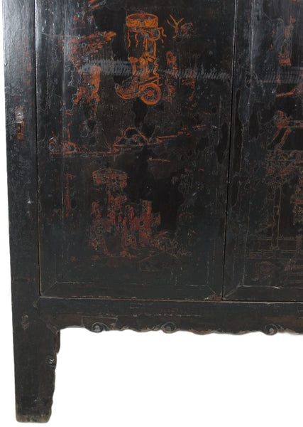 Large 84" Inch Tall Black Chinese Antique Cabinet - Dyag East