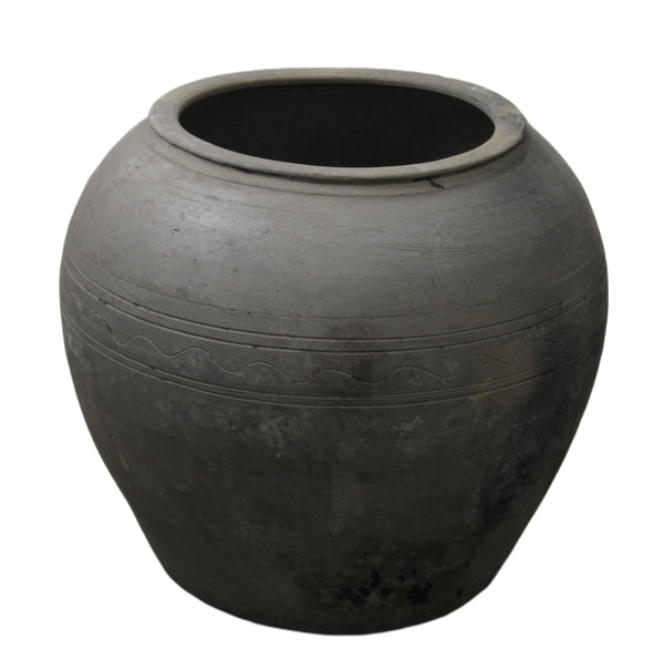 Large Black Grey Earthenware Planter Pot - Dyag East