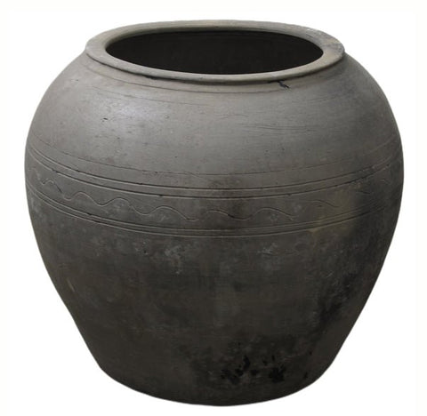 Large Black Grey Earthenware Planter Pot - Dyag East