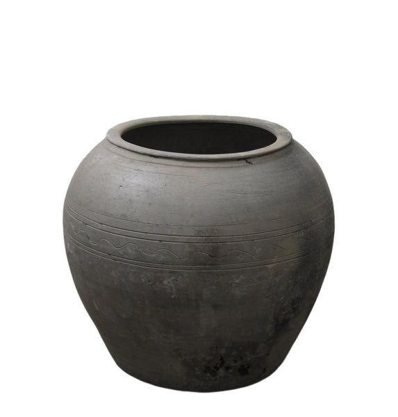 Large Black Grey Earthenware Planter Pot - Dyag East