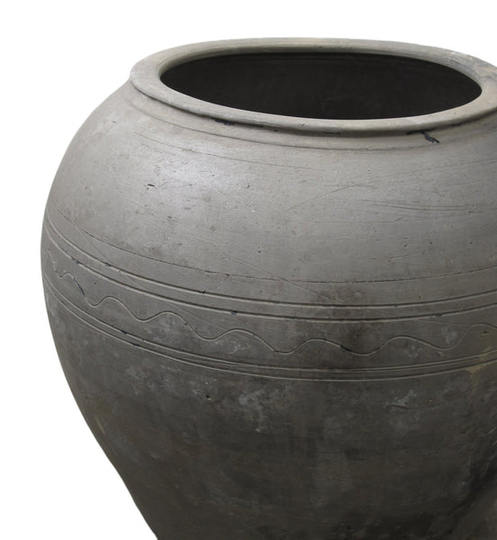 Large Black Grey Earthenware Planter Pot - Dyag East