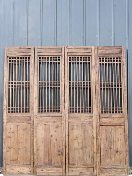 Late 19 Century Antique Chinese Lattice Screen Door - A Set of 4 Screen Panel - Dyag East