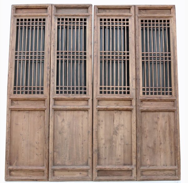 Late 19 Century Antique Chinese Lattice Screen Door - A Set of 4 Screen Panel - Dyag East