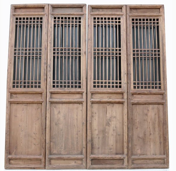 Late 19 Century Antique Chinese Lattice Screen Door - A Set of 4 Screen Panel - Dyag East