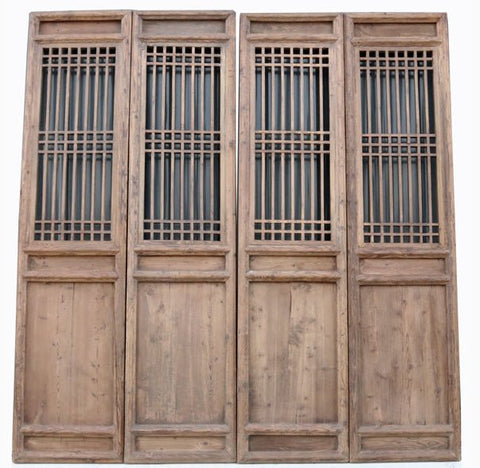 Late 19 Century Antique Chinese Lattice Screen Door - A Set of 4 Screen Panel - Dyag East
