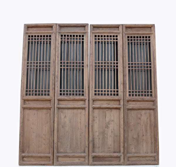 Late 19 Century Antique Chinese Lattice Screen Door - A Set of 4 Screen Panel - Dyag East