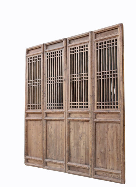 Late 19 Century Antique Chinese Lattice Screen Door - A Set of 4 Screen Panel - Dyag East