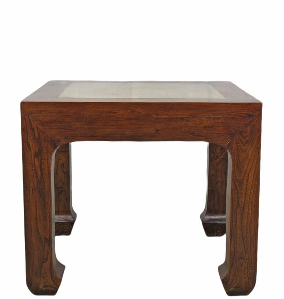 Marble Top and Elm Square Vintage Accent or Side Table 22"H - Dyag East