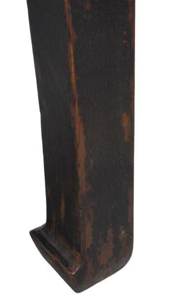 Marble Top Square and Distressed Black Vintage Accent or Side Table, 25"H - Dyag East