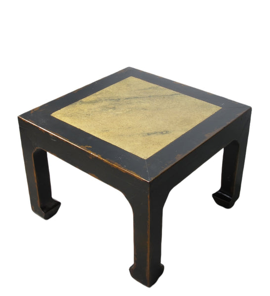 Marble Top Square and Distressed Black Vintage Accent or Side Table or Coffee Table, 18"H - Dyag East