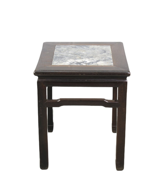 Marble Top Square Dark Brown Accent Table or Stool - Dyag East