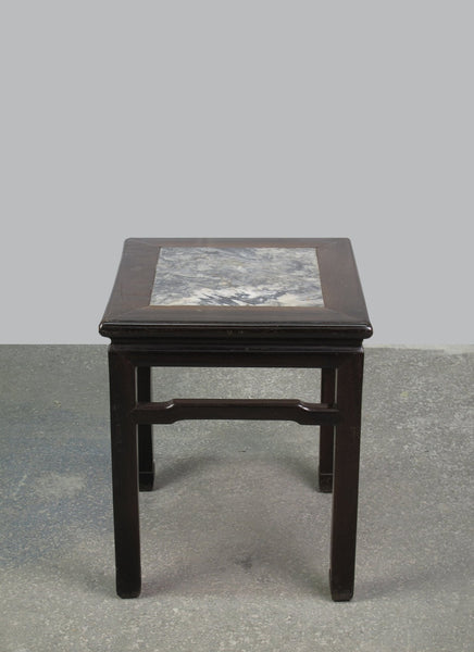 Marble Top Square Dark Brown Accent Table or Stool - Dyag East