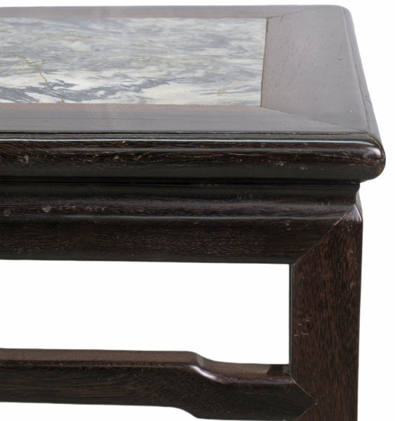 Marble Top Square Dark Brown Accent Table or Stool - Dyag East
