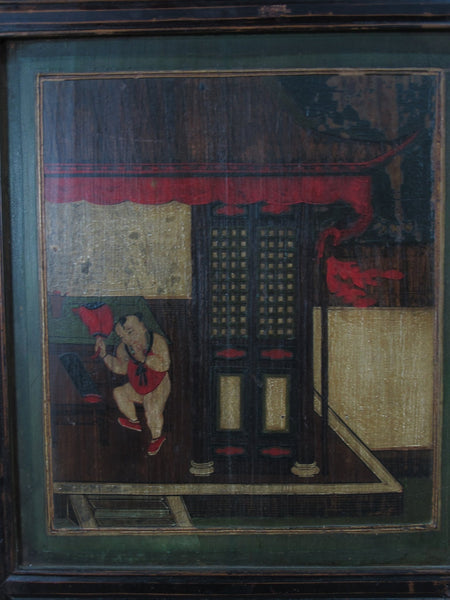 Mid 19th Century Hand Painted Room Divider - Set of 6 - Dyag East