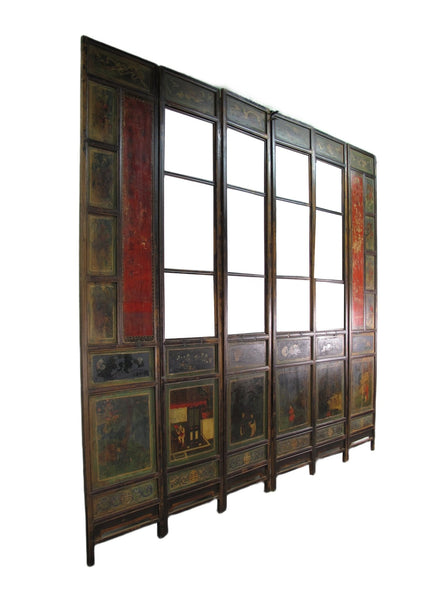 Mid 19th Century Hand Painted Room Divider - Set of 6 - Dyag East