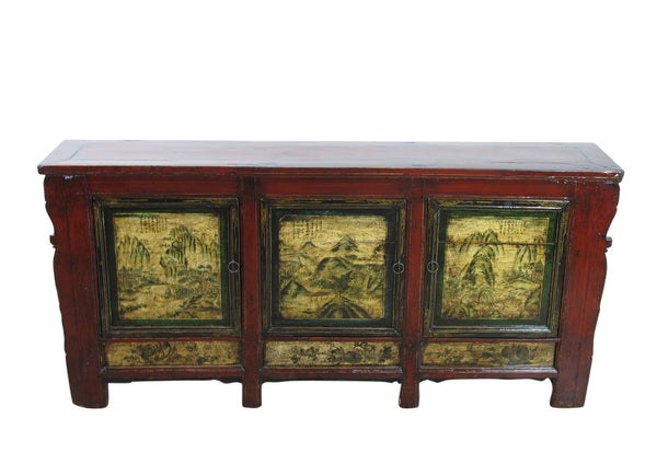 Mongolia Sideboard with Hand Painted Mountains Doors - Dyag East