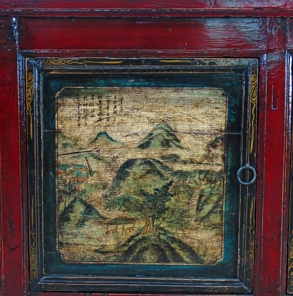 Mongolia Sideboard with Hand Painted Mountains Doors - Dyag East