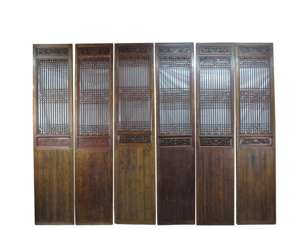Monumental 11 Feet Tall Antique Chinese Screen Panel Door – Set of 6 - Dyag East