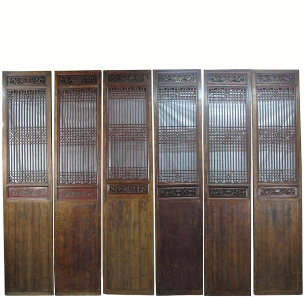 Monumental 11 Feet Tall Antique Chinese Screen Panel Door – Set of 6 - Dyag East