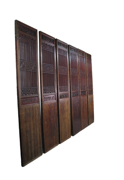 Monumental 11 Feet Tall Antique Chinese Screen Panel Door – Set of 6 - Dyag East