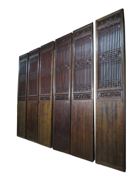 Monumental 11 Feet Tall Antique Chinese Screen Panel Door – Set of 6 - Dyag East
