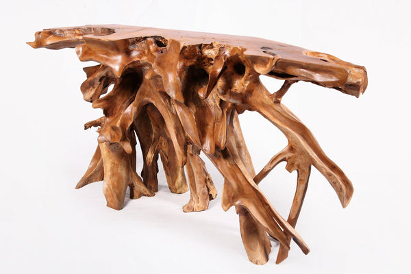 Naturel Teak Root Console Table, 59" Long Brown - Dyag East