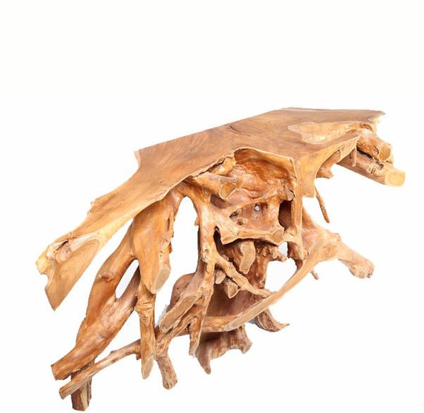 Naturel Teak Root Console Table, Brown - Dyag East