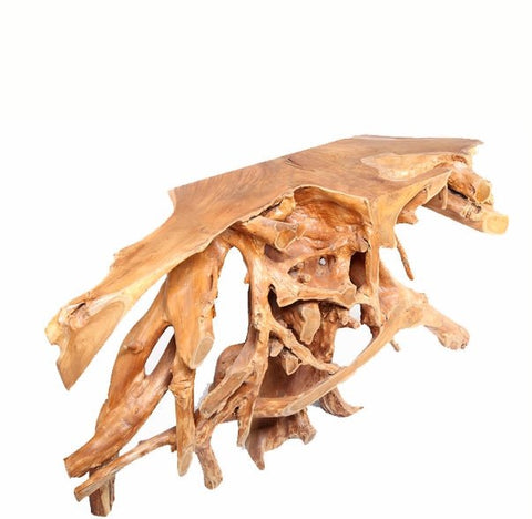 Naturel Teak Root Console Table, Brown - Dyag East