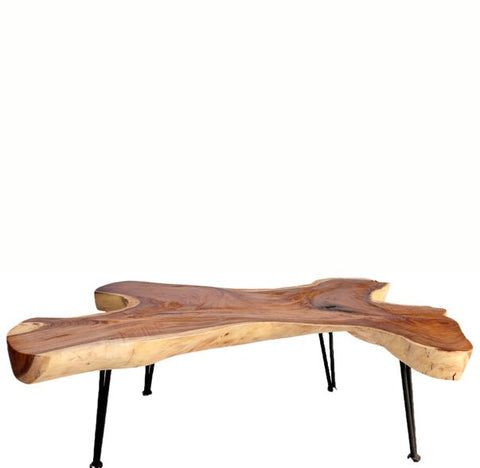 One Slab Living Edge Coffee Table With Black Iron Legs 48 - Dyag East