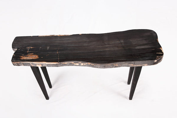 One Slab Living Edge Petrified Wood Console Table 50 - Dyag East