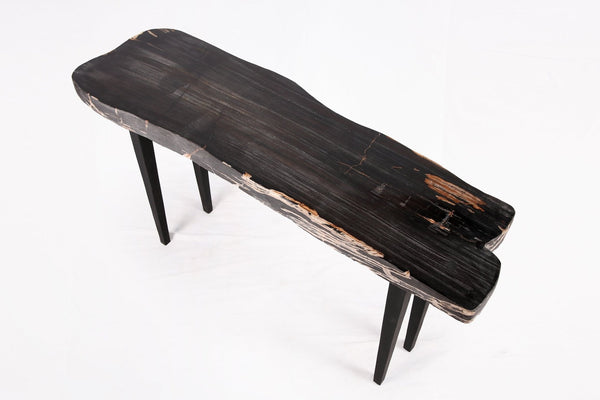 One Slab Living Edge Petrified Wood Console Table 50 - Dyag East