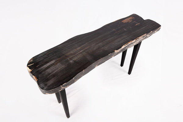 One Slab Living Edge Petrified Wood Console Table 50 - Dyag East