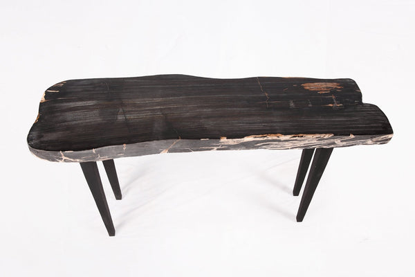 One Slab Living Edge Petrified Wood Console Table 50 - Dyag East