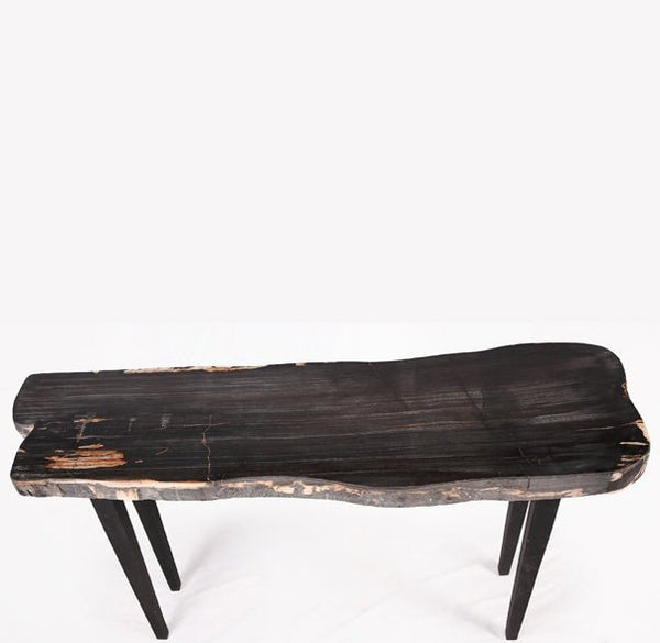 One Slab Living Edge Petrified Wood Console Table 50 - Dyag East