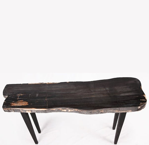 One Slab Living Edge Petrified Wood Console Table 50 - Dyag East