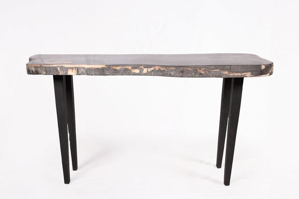 One Slab Living Edge Petrified Wood Console Table 50 - Dyag East