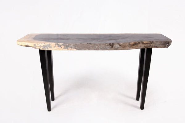 One Slab Living Edge Petrified Wood Console Table 51 - Dyag East