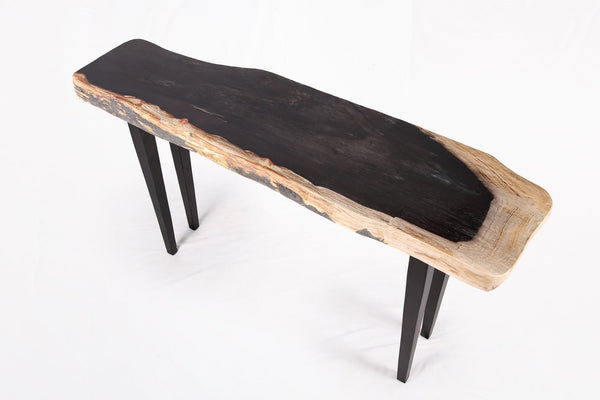 One Slab Living Edge Petrified Wood Console Table 51 - Dyag East