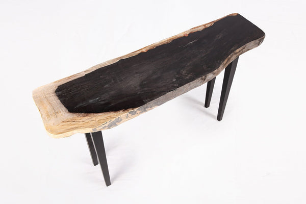 One Slab Living Edge Petrified Wood Console Table 51 - Dyag East