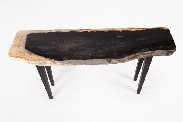One Slab Living Edge Petrified Wood Console Table 51 - Dyag East