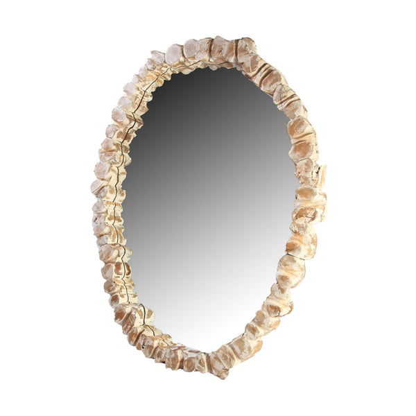 Oval Wall Mirror with Organic Teak Frame - Dyag East