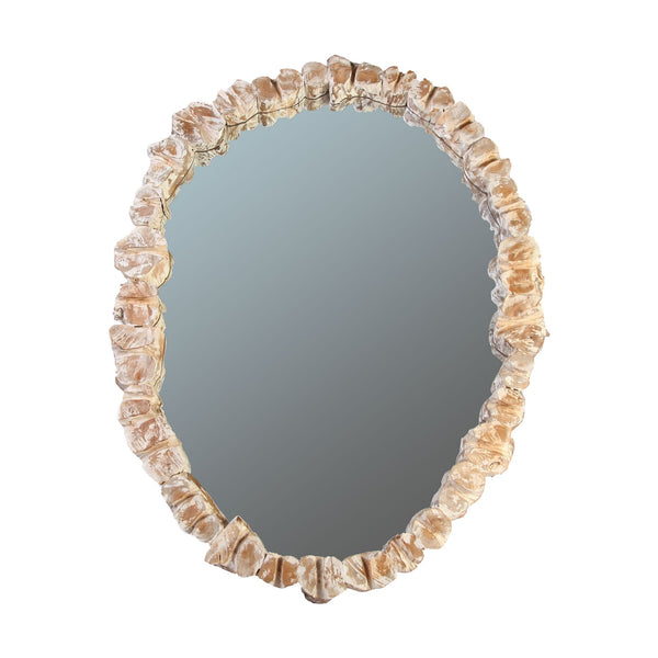 Oval Wall Mirror with Organic Teak Frame - Dyag East