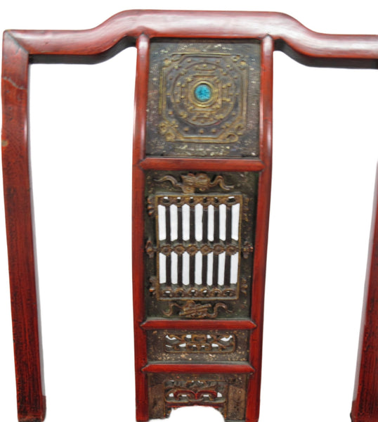 Pair Antique Chinese Blue Eye Side Chairs - Dyag East