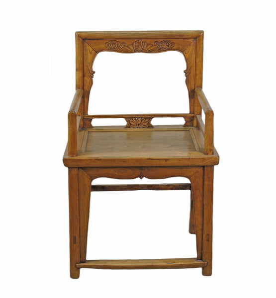 Pair Antique Chinese Low Back Bat Armchair - Dyag East
