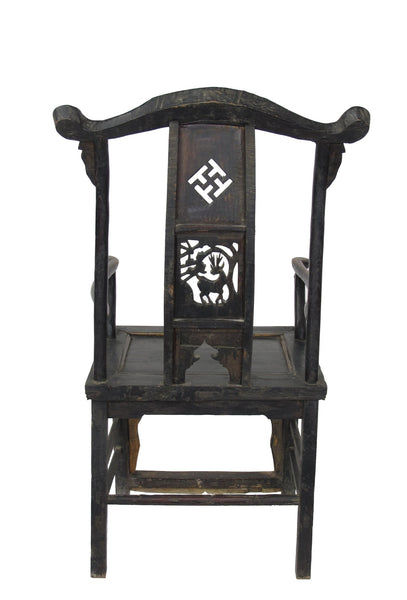 Pair of Antique Chinese Armchair with Carved Back 1 - Dyag East