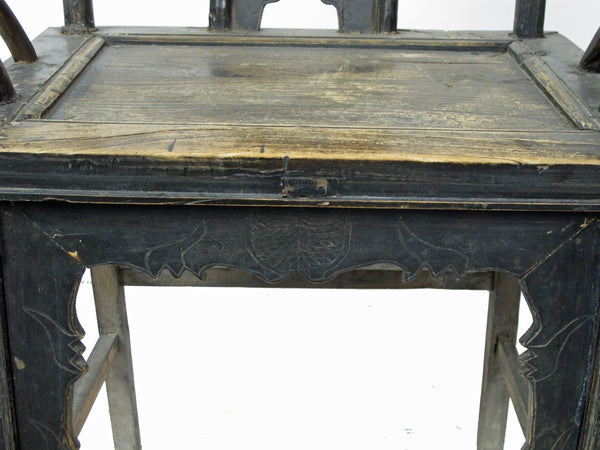Pair of Antique Chinese Armchair with Carved Back 2 - Dyag East