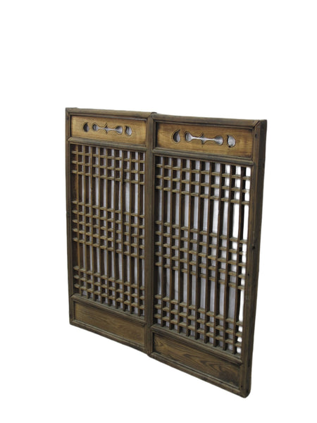 Pair of Antique Chinese Latticed Screen Panel 2 - Dyag East