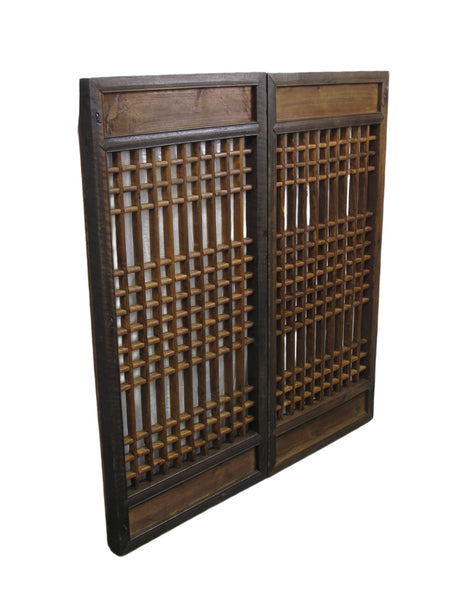 Pair of Vintage Chinese Latticed Screen Panel 6 - Dyag East