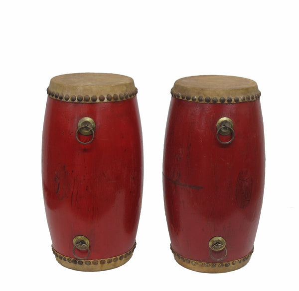 Pair of Vintage Small Red Drum - Dyag East