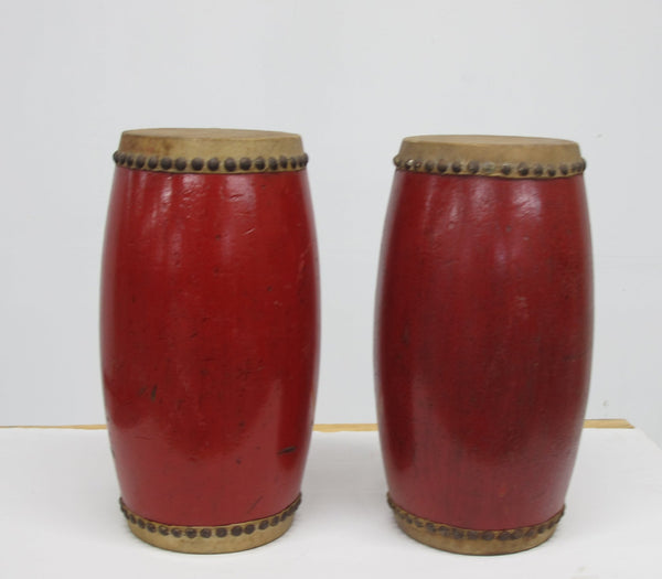 Pair of Vintage Small Red Drum - Dyag East